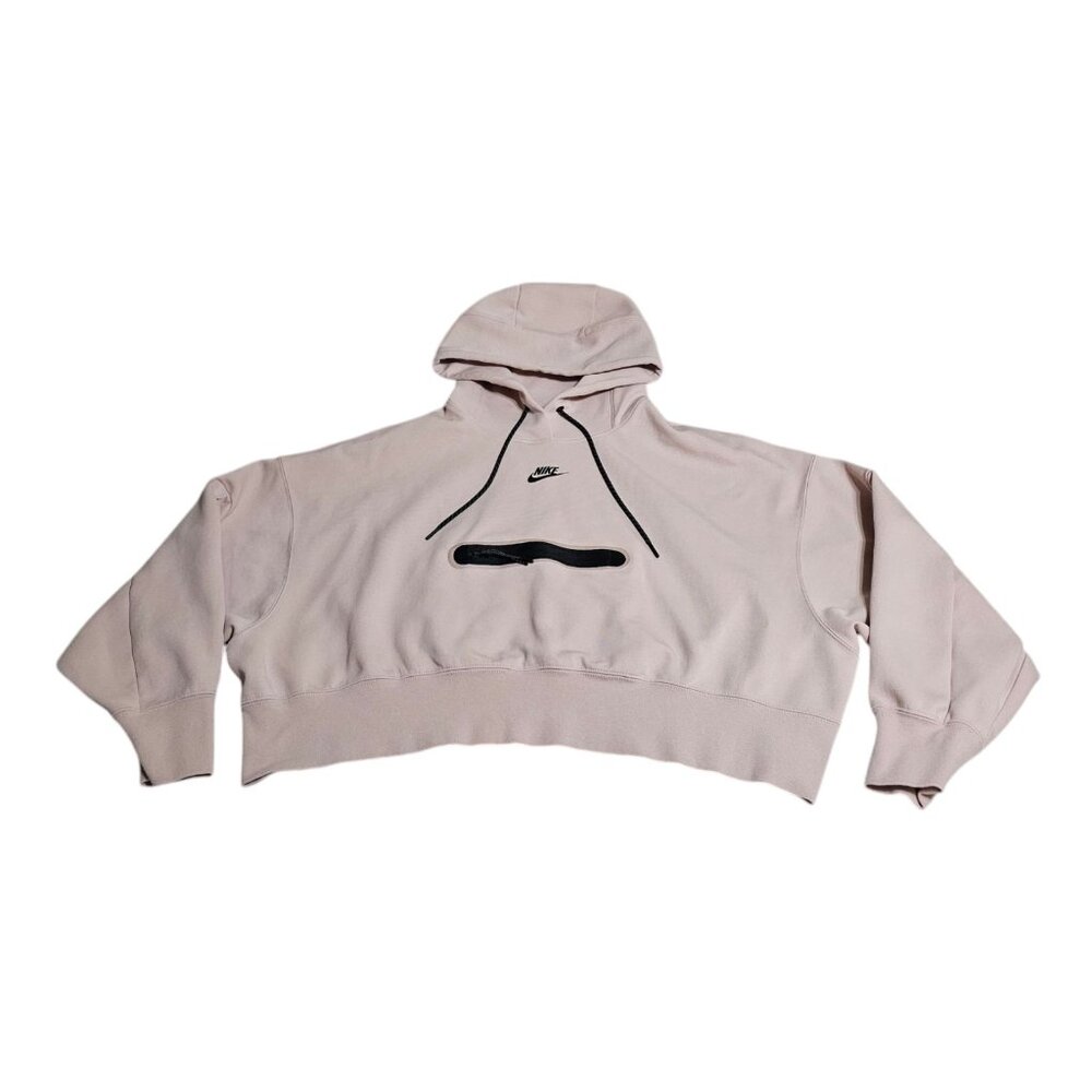 Nike Women's Sportswear Tech Fleece Oversized Crop Hoodie Pink Sz S DR4973-601